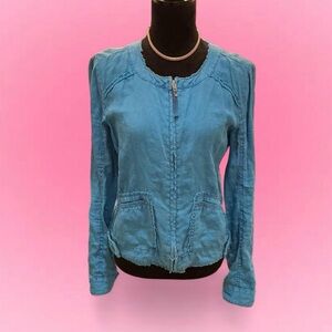 🩵Michael Stars Teal Light weight Jacket 100% Linen